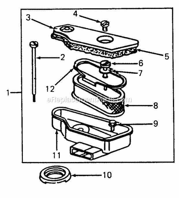 Air Cleaner Diagram and Parts List for 1105 135-292-100, 135-292-399, 0350039U, 136-292-1 Cub Cadet Lawn Mower